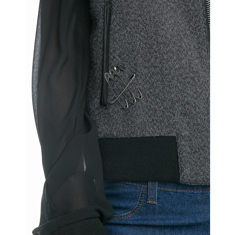 Бомбер с полупрозрачными вставками для девушки Gloria Jeans GJC002868|jackets jeans for women|jacket