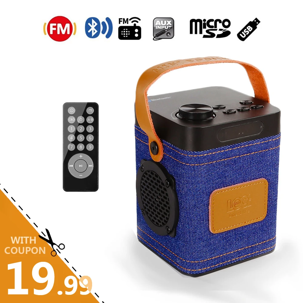 Instabox P70 джинсовый портативный ковбойский холст Bluetooth FM радио USB TF с супер басами
