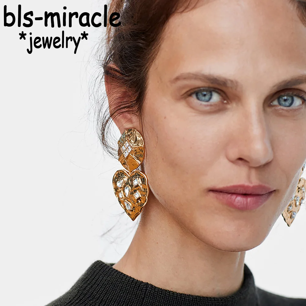 Bls-miracle винтажные любовные сердца Висячие серьги для женщин Boho Crystal Charm Новые 2018