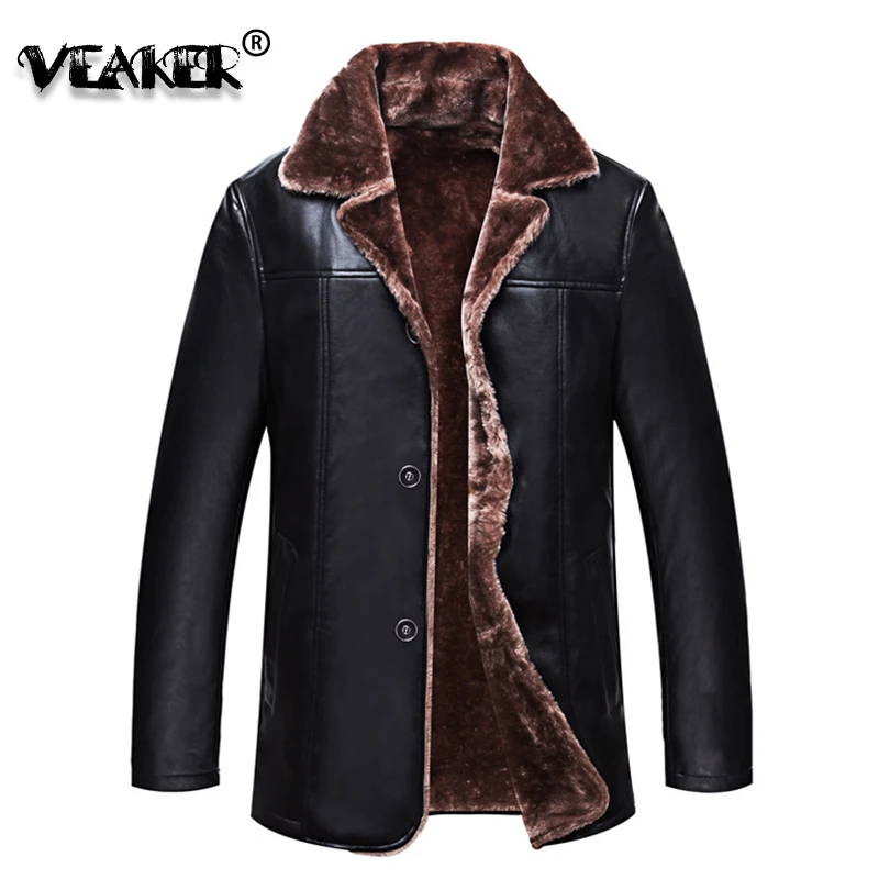 

Mens Leather Jacket High Quality Winter Warm Fur Jackets Long Thick Faux Fur mens Pu leather jackets Parka Coats Outerwear 4XL