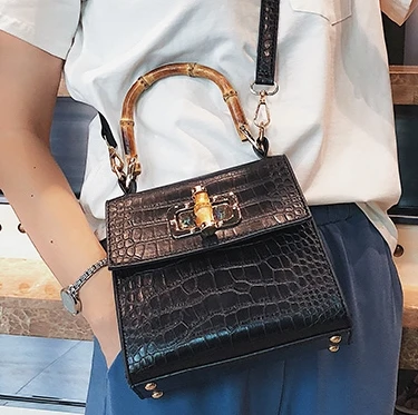 Black TOYOOSKY новые женские Сумки из искусственной кожи, бамбуковые ручки, сумки на плечо, женские сумки высокого качества, женские сумки - Цвет: Black