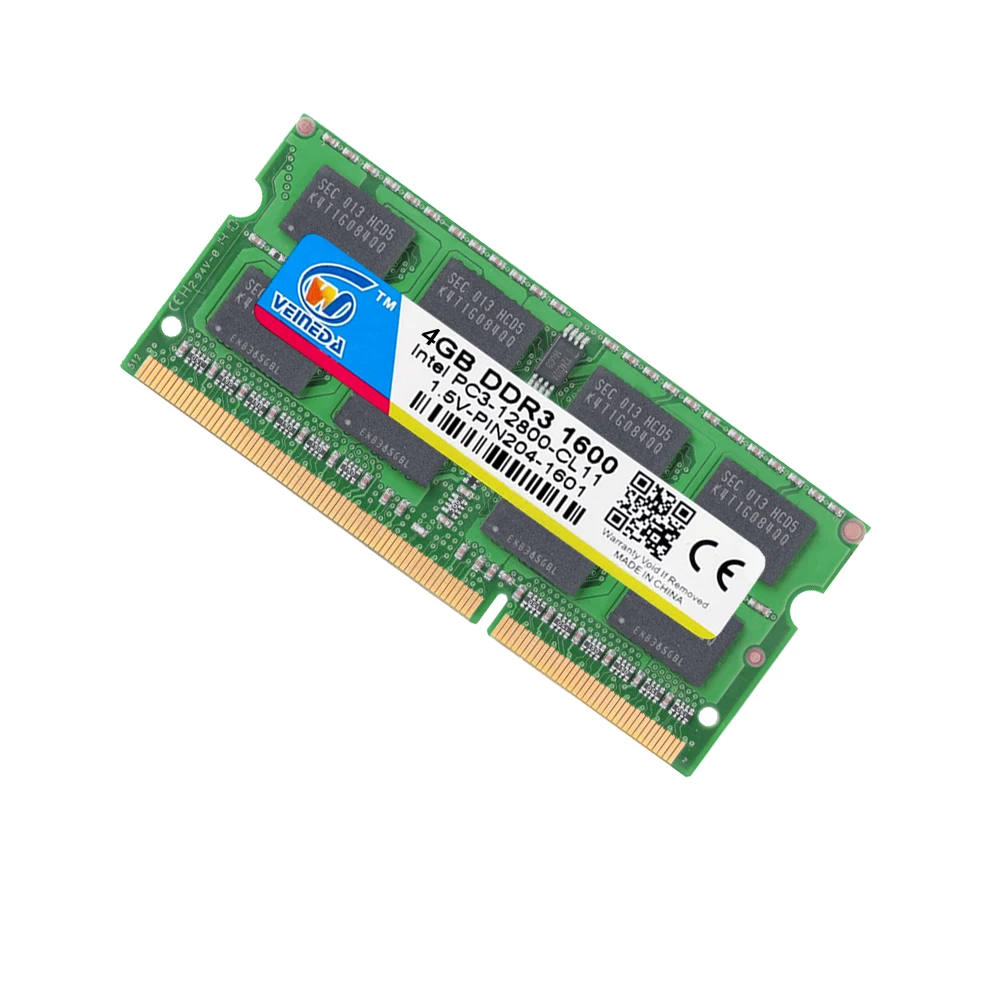 Оперативная память VEINEDA DDR3 ОЗУ Sodimm ddr3 4 Гб 1600 1333 МГц для всех ноутбуков Intel AMD