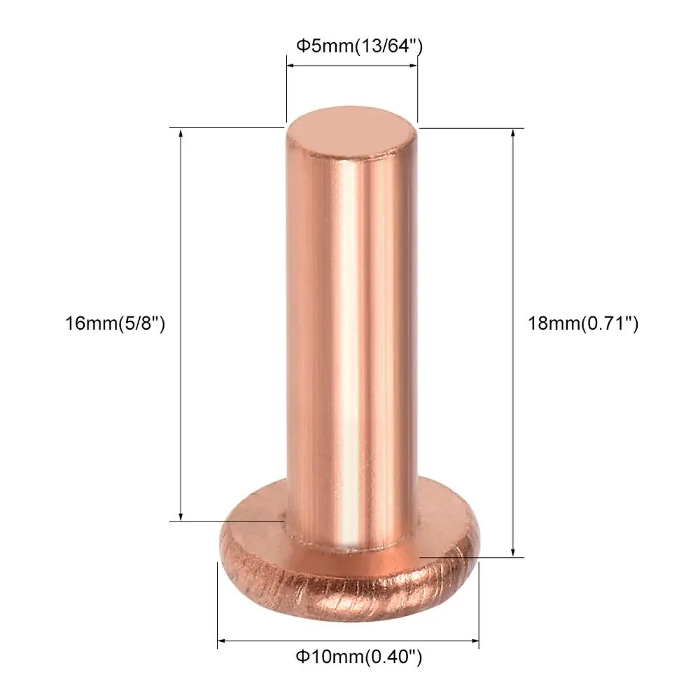 UXCELL 25 шт. медные Твердые заклепки с плоской головкой застежки для производства