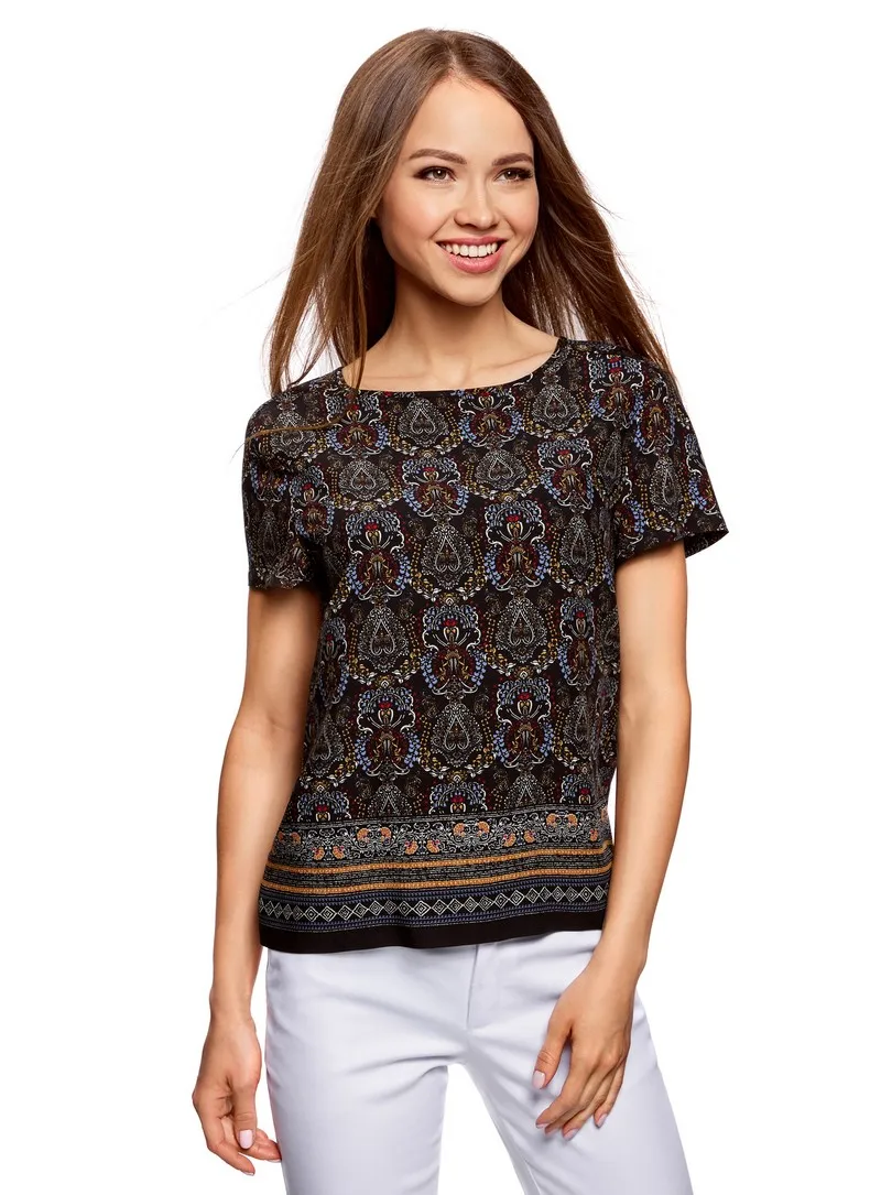 oodji Блузка вискозная свободного силуэта 21411119M 26346|blouses and shirts|shirts blousesblouse blouse |