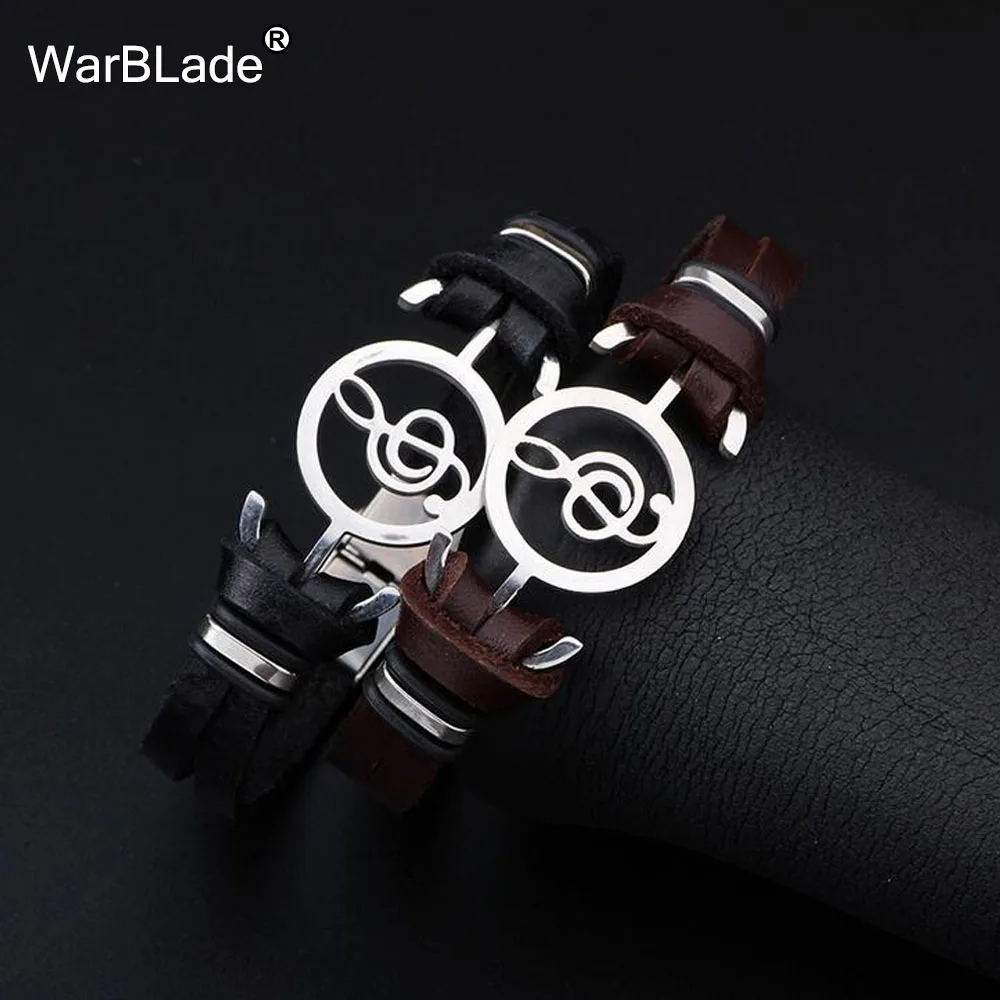 WarBLade 2018 New Design Musical Bracelet Bangles stainless steel Genuine Leather For Women Men Charm Jewelry pulseira | Украшения и