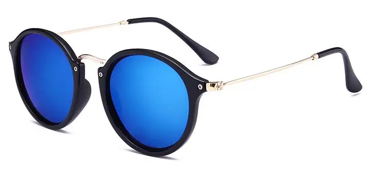 black blue Ретро Круглые Солнцезащитные очки Роскошные женские очки круглые маленькие солнцезащитные очки мужские оттенки зеркало леопард Солнцезащитные очки винтажные очки - Цвет линз: black blue