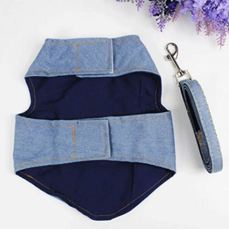 Деним собаки жгут джинсы Pet жилет куртка для малого щенки чихуахуа не тянуть