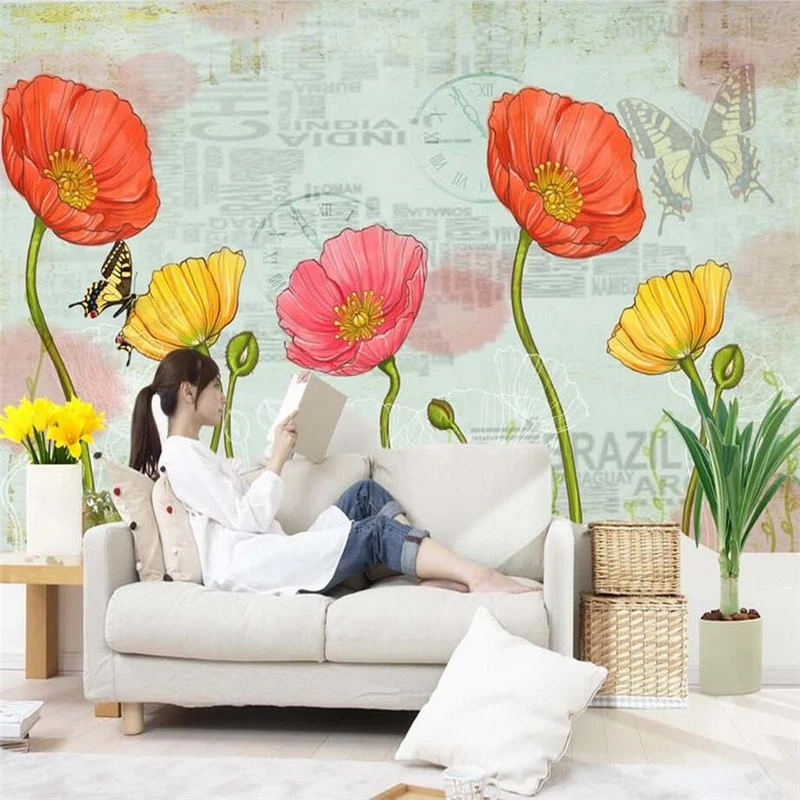 

Custom 3D Murals Wall Papers Home Decor Flowers Modern Photo Wallpapers for Living Room Background Walls Murals Nature Leaf