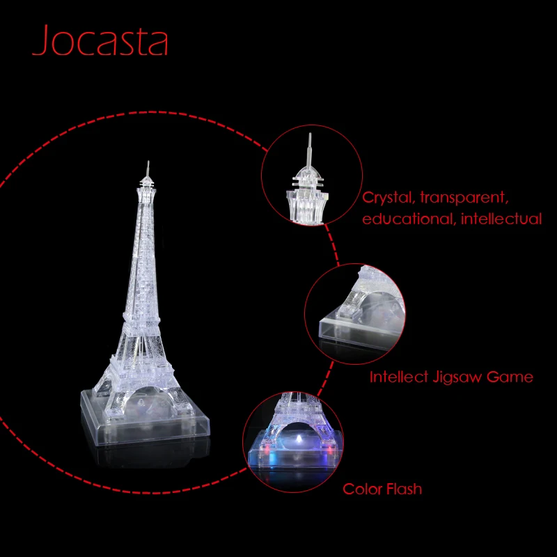3D пазл с кристаллами в сборе Эйфелева башня Парижа светодиодный вспышка и