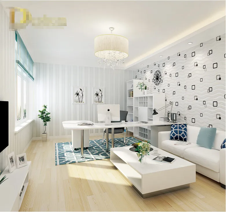 High Quality Non-Woven 3D Embossed Flocking Geometric Pattern Designs Wallpaper Living room Bedroom Decoration Wall paper R547 |