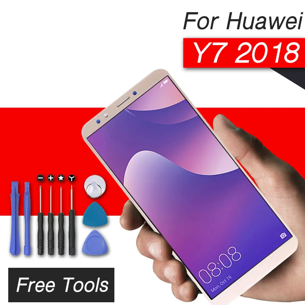 Замена ЖК экрана для huawei Y7 2018 дисплей дигитайзер экран сборка y7 prime сенсорный
