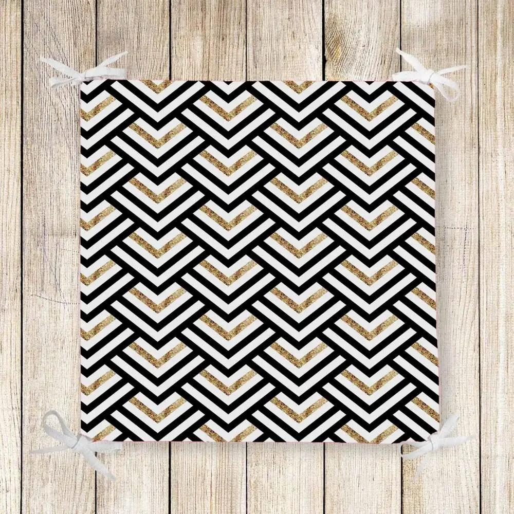 Еще черного желтого цвета с золотой линией в полоску 3d принт стул подушки сиденья