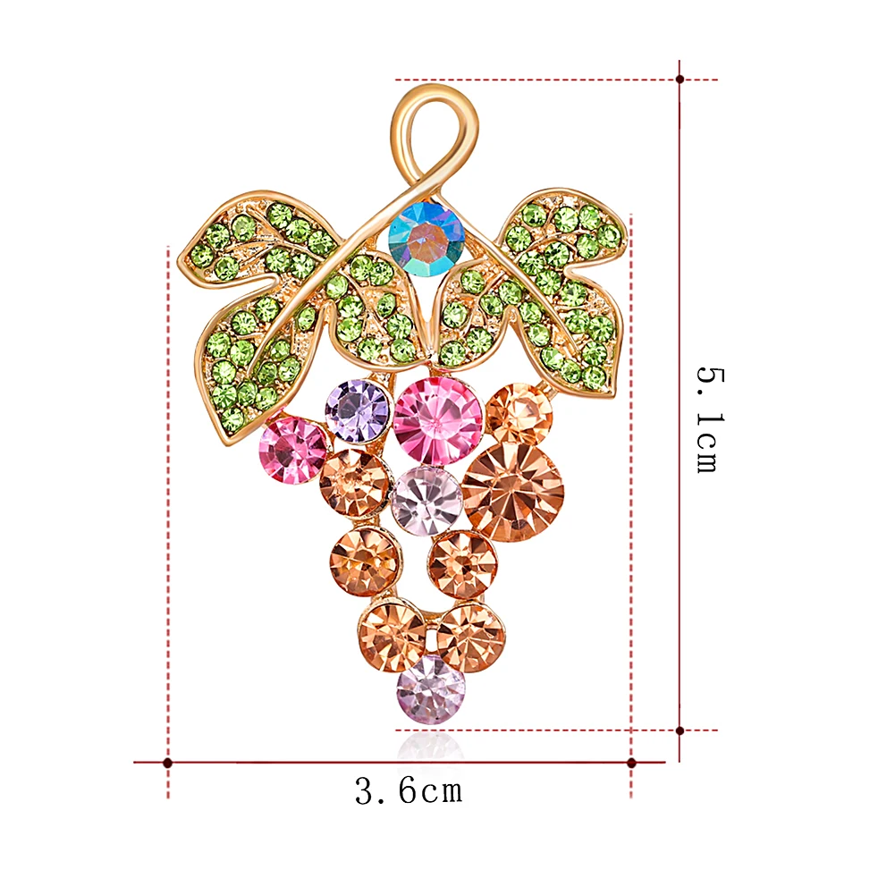 Для женщин мода люкс многоцветный Rhinestone виноград Фрукты Брошь Булавки ювелирных