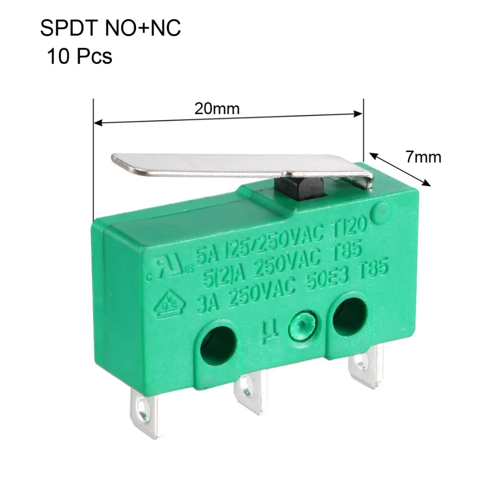 UXCELL 10 шт. 5A125/250VAC микро концевые переключатели SPDT NO NC 3 Терминалы мгновенного