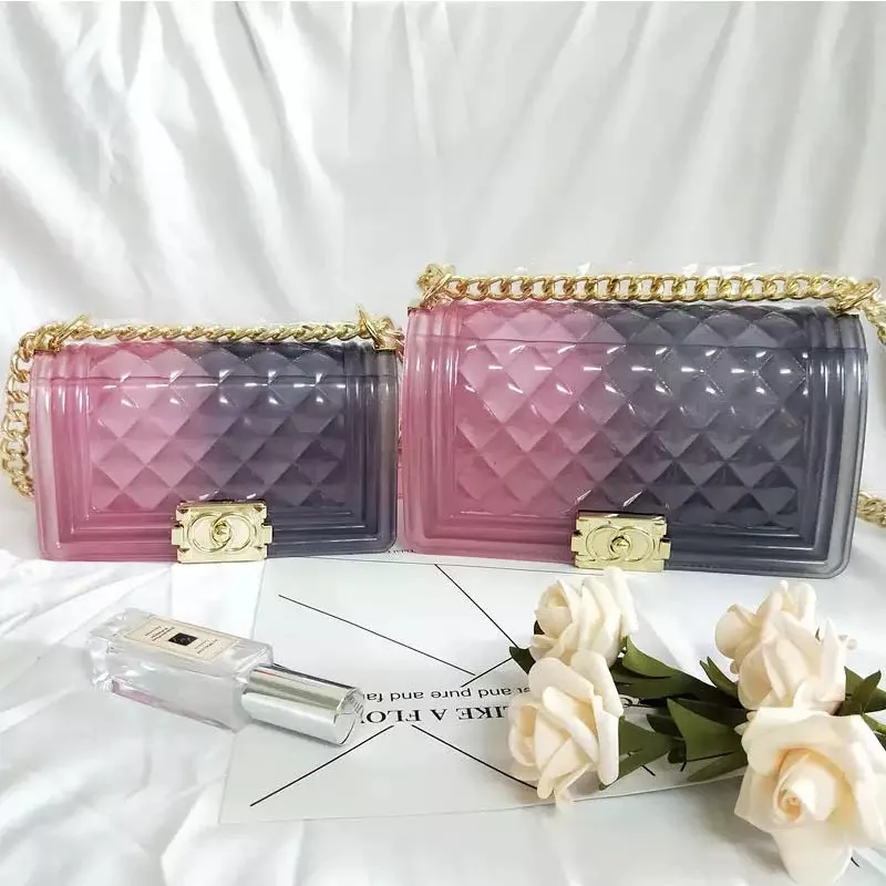 Печатные буквы ПВХ Желе роскошный бренд цепи Прозрачные Высокие уличные женские