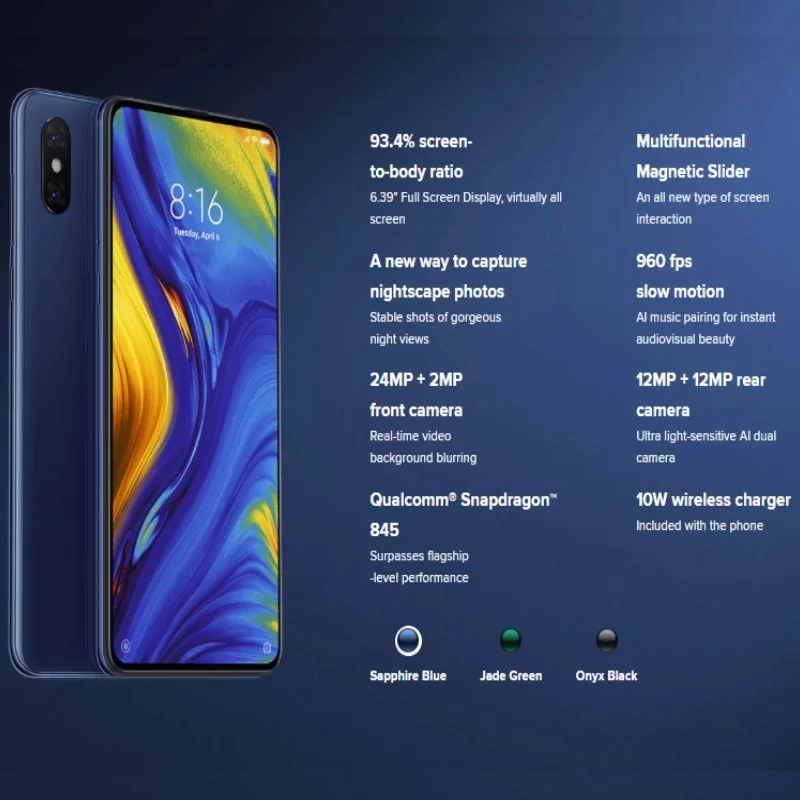 Глобальная версия Xiaomi mix 3 128 ГБ Встроенная память 6 оперативная (новый и