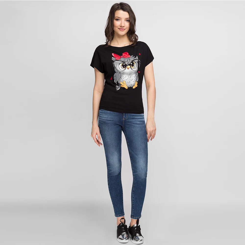 Gloria Jeans Футболка с ярким принтом для девушки GKT001101 | Женская одежда