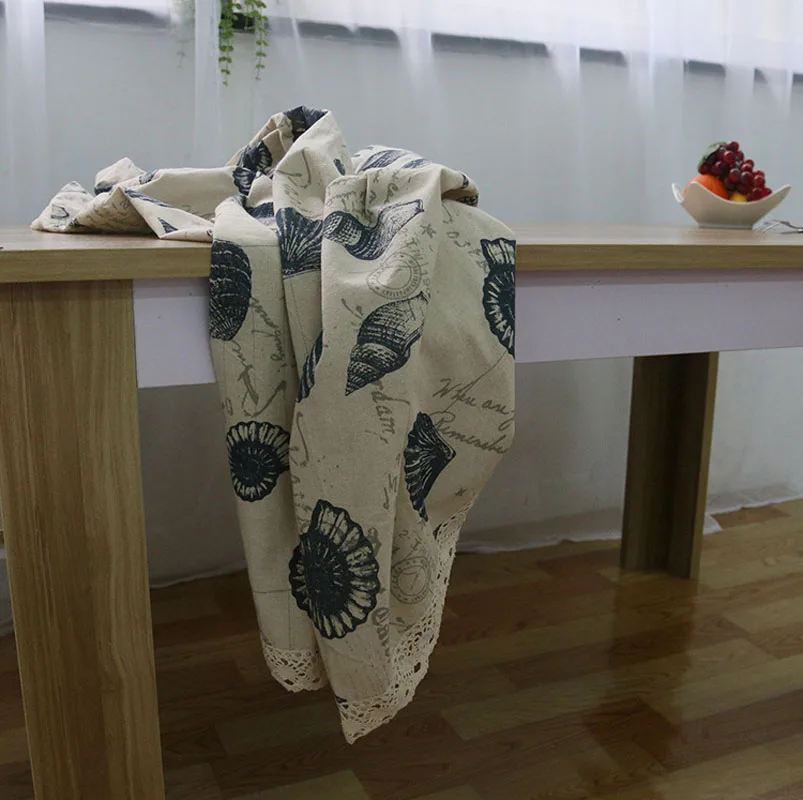 YMQY 2018 Europe Style Linen Cotton Table Cloth Lace Tablecloths Sea Shells Cover Towel for Picnic ROMORUS Hot Sale Home Decor | Дом и сад