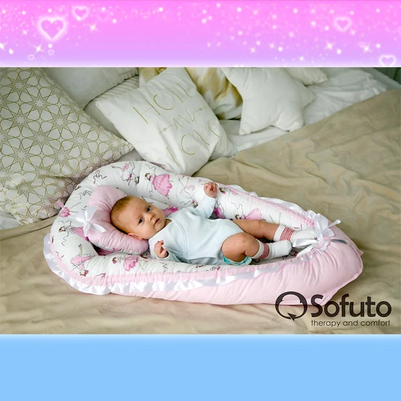 Гнездышко для младенцев из 100% Хлопка с бортами и подушечкой в ПОДАРОК