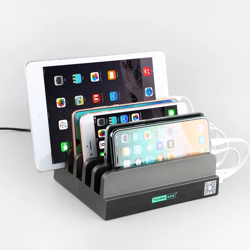 Sipolar 6 портов 2.4A выход usb зарядная подставка док-станция с 1 шт. iPhone кабель 1 шт. Android кабель 1 шт. type-c кабель для iPad