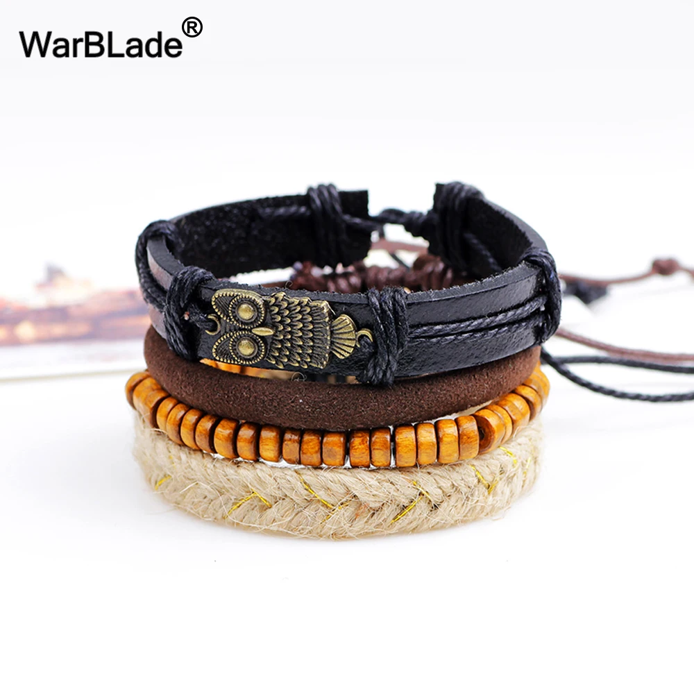 Винтажный Многослойный кожаный плетеный браслет WarBLade в стиле ретро для мужчин и