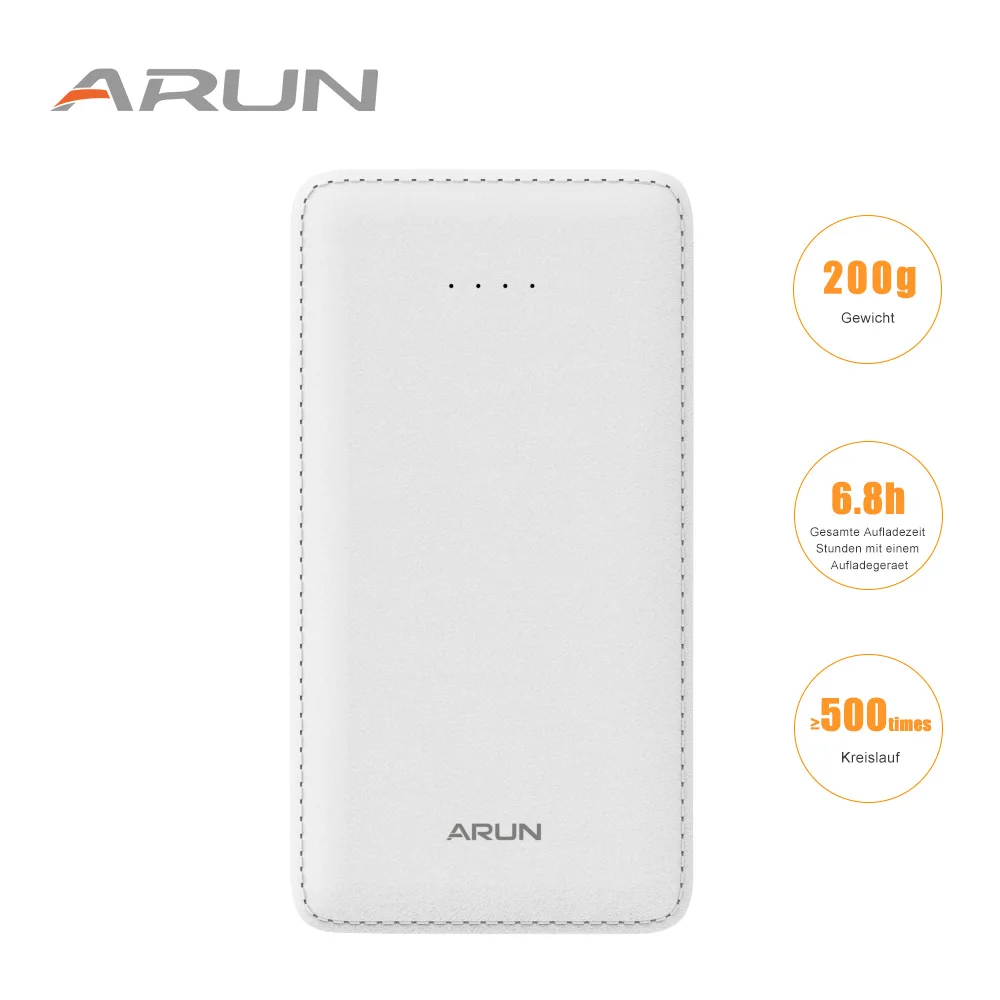 ARUN 10000 мАч Внешний аккумулятор внешний USB светодиодный портативный мобильный