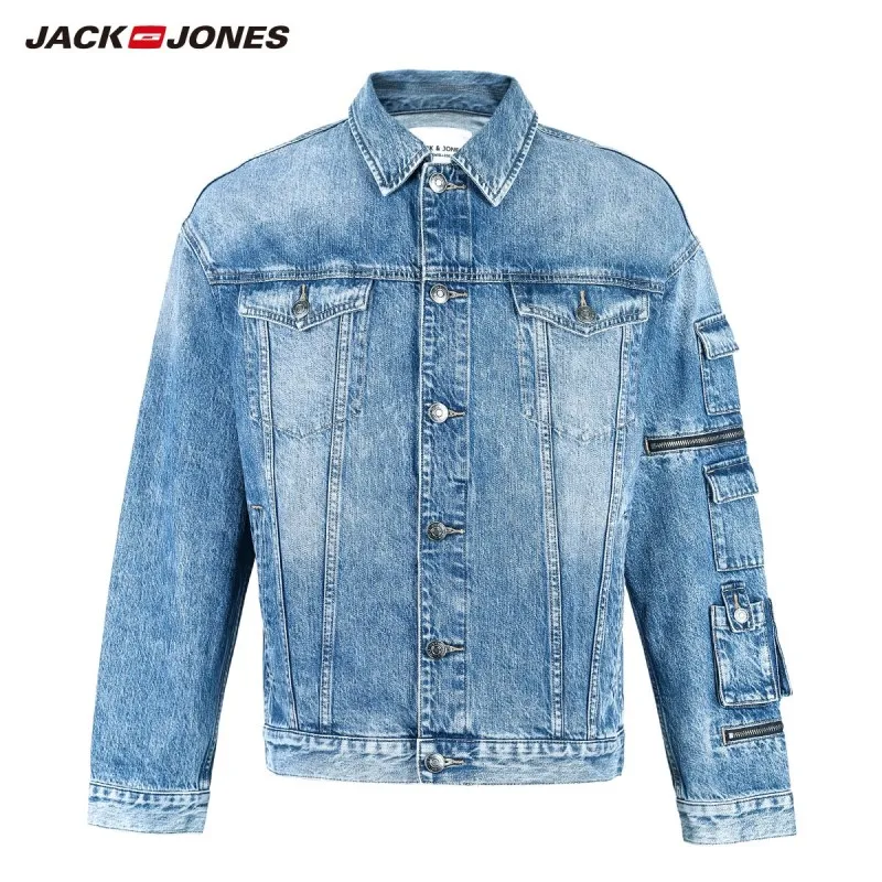 DENIM BLUE JackJones Мужская Осенняя джинсовая куртка свободного кроя модное пальто Верхняя одежда Мужская одежда 219157511 - Цвет: DENIM BLUE