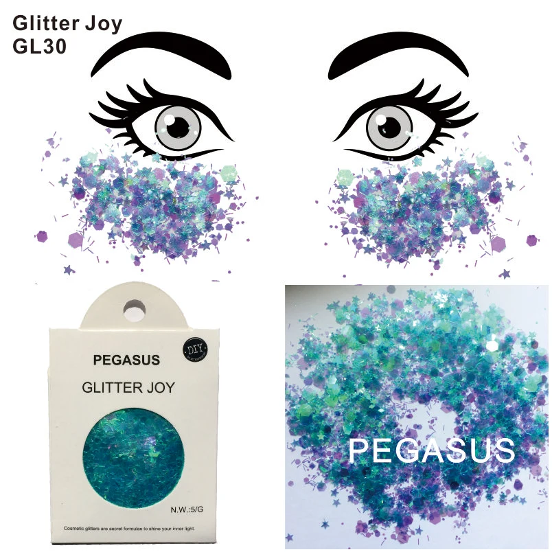 GL30 one pack of Pegasus Inspired Бирюзовый смешанный фиолетовый блеск для лица украшения