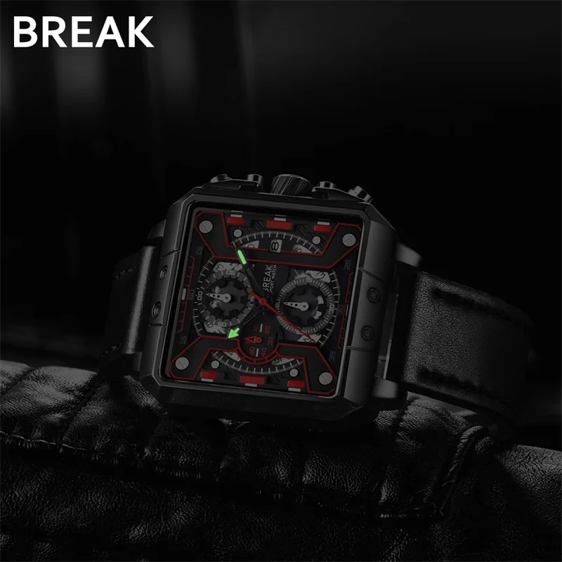 Мужские кварцевые спортивные часы BREAK с хронографом водонепроницаемые