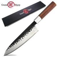 handmade chef knife japanese kitchen knives high carbon steel gyuto pro slicing cooking tools african wood handle gift box