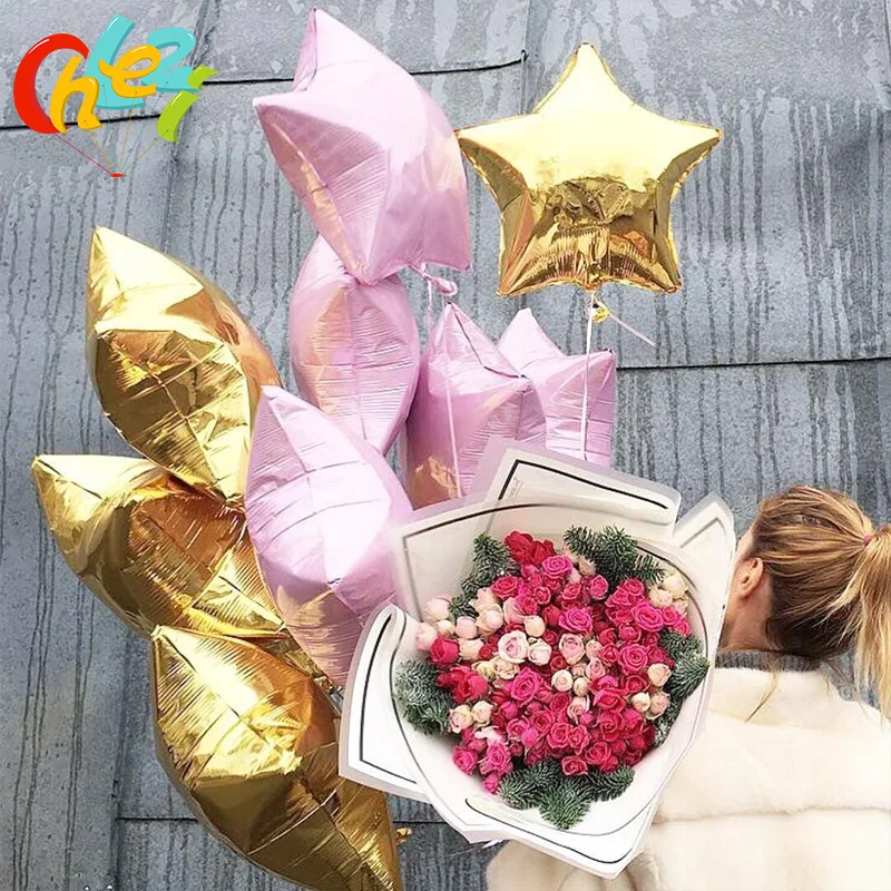 10 Pcs 18 Inch Star Foil Balloons Baby Shower Globos Pure color Helium Birthday 1st Party Supplies Wedding Decorations | Дом и сад
