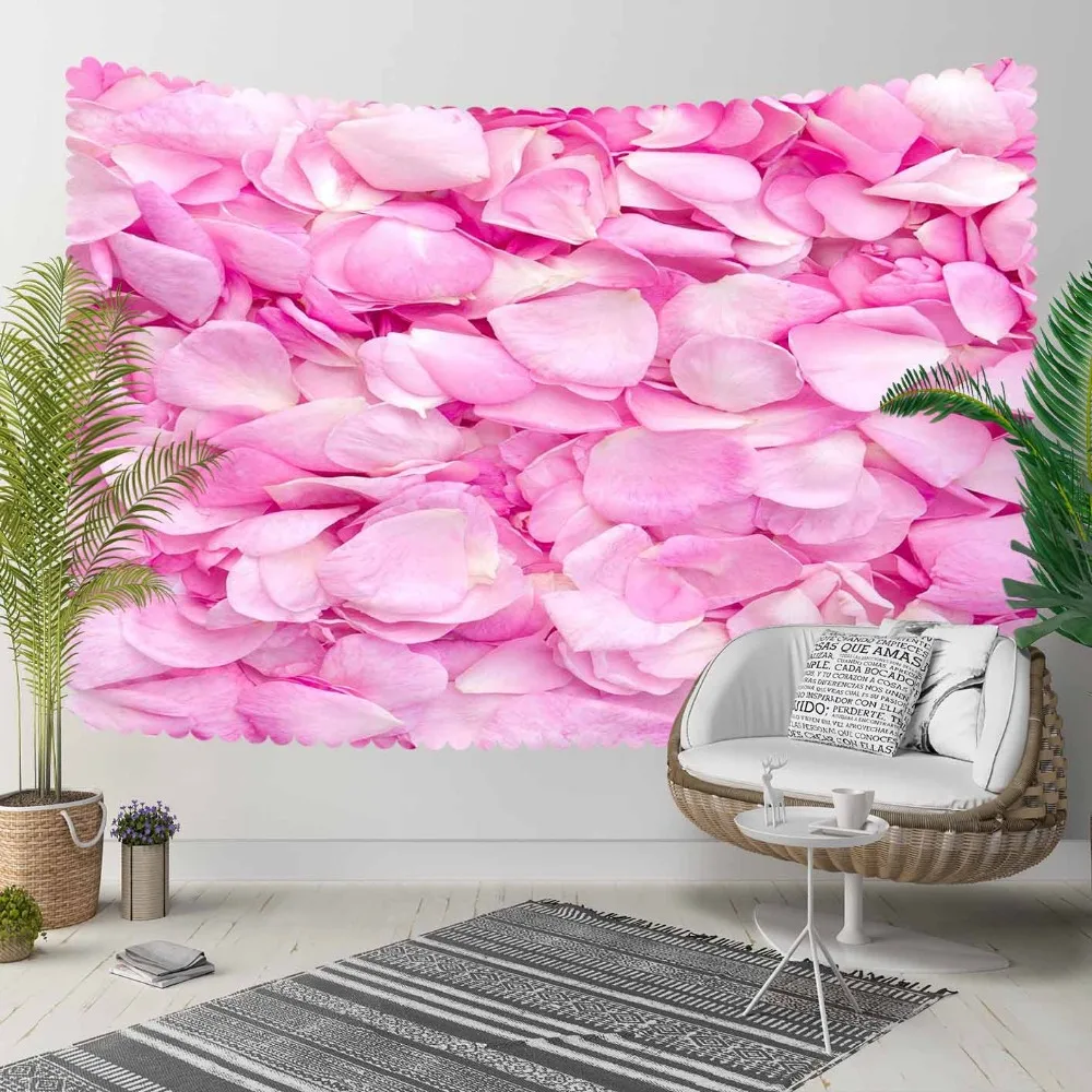 

Else Pink White Floral Rose Leaves Flowers Nature 3D Print Decorative Hippi Bohemian Wall Hanging Landscape Tapestry Wall Art