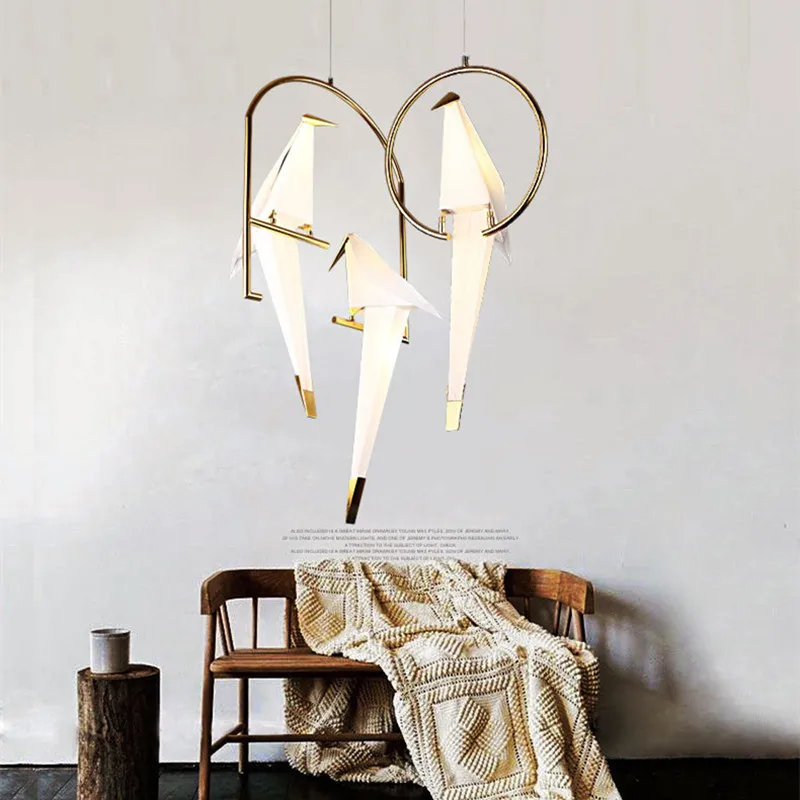 

Nordic Postmodern Birdie LED Pendant Light for Bedroom Office Simple Bedside Balcony Restaurant Crane LED Hang Lamp Fixture