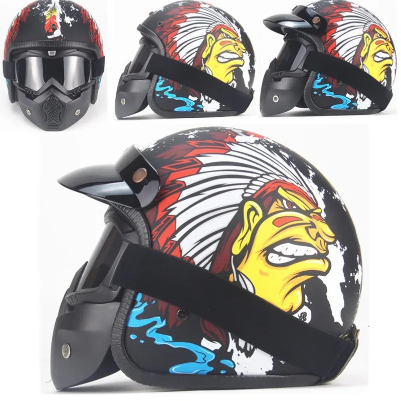 YDA Matte Black 2 3/4 шлемы moto rcycle с открытым лицом винтажные moto rcycle moto rbike Chopper стиль moto шлем с goggle mask - Цвет: YDA Matte Black 2