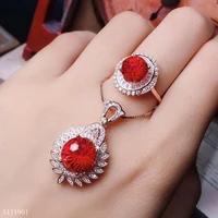 kjjeaxcmy boutique jewels 925 sterling silver inlaid natural red topaz pendant necklace ring suit support detection