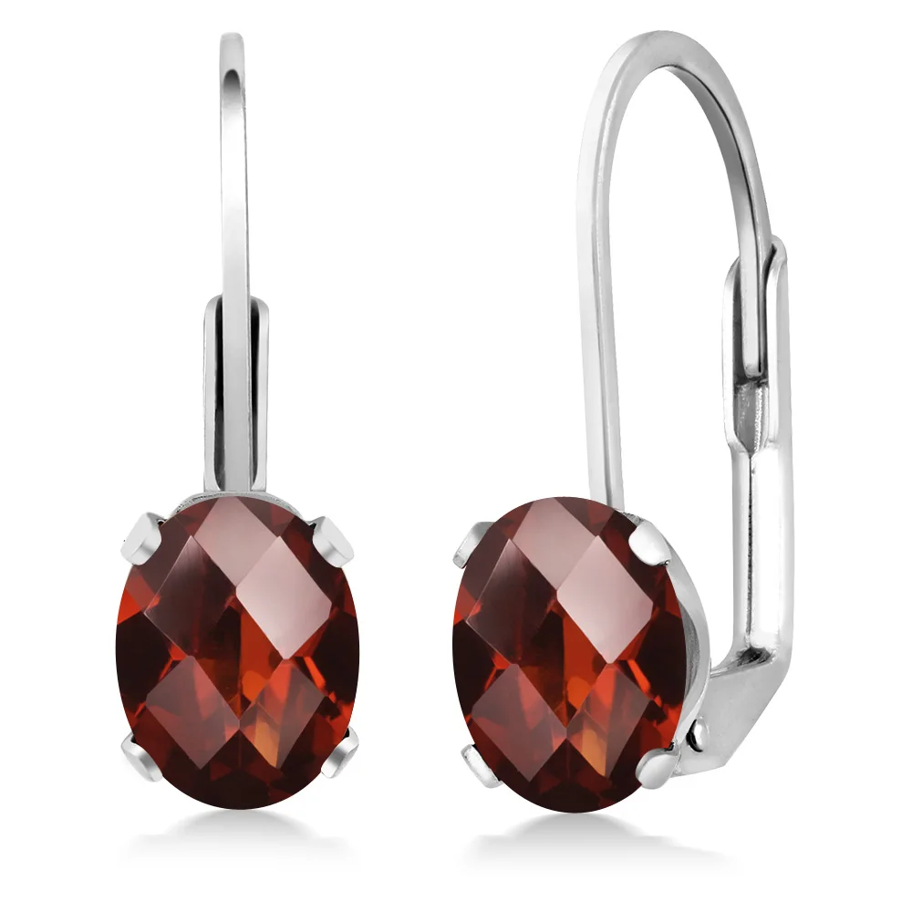 GemStoneKing 1,60 Ct овальная шахматная доска натуральный гранатовый камень 925 пробы серебряные серьги левербека хорошее ювелирное изделие для женщин
