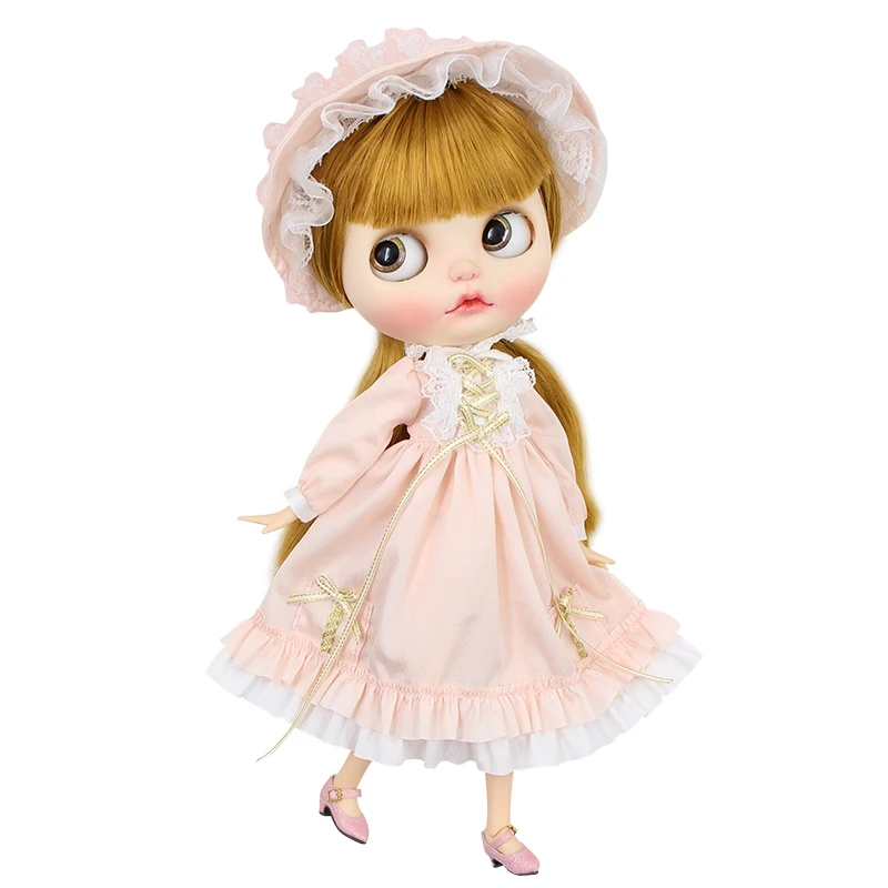 Blyth doll icy licca тело Лолита наряды бледно-розовое платье с шляпой носки для куклы Игрушка Одежда