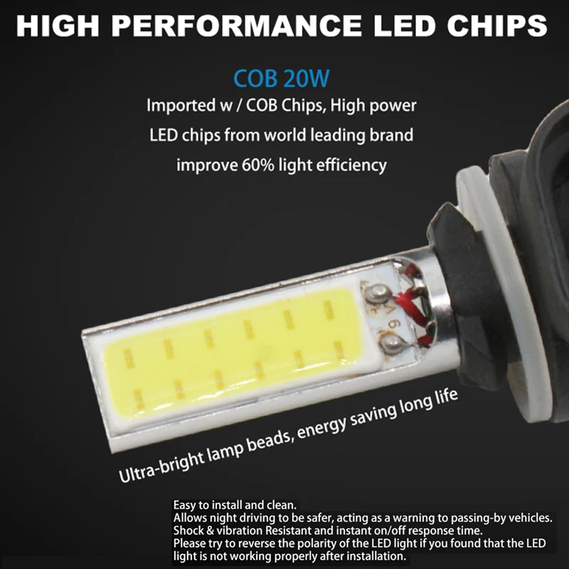 2 шт. H1 h3 led 880 881 H27 COB Светодиодная противотуманная фара для вождения лампа