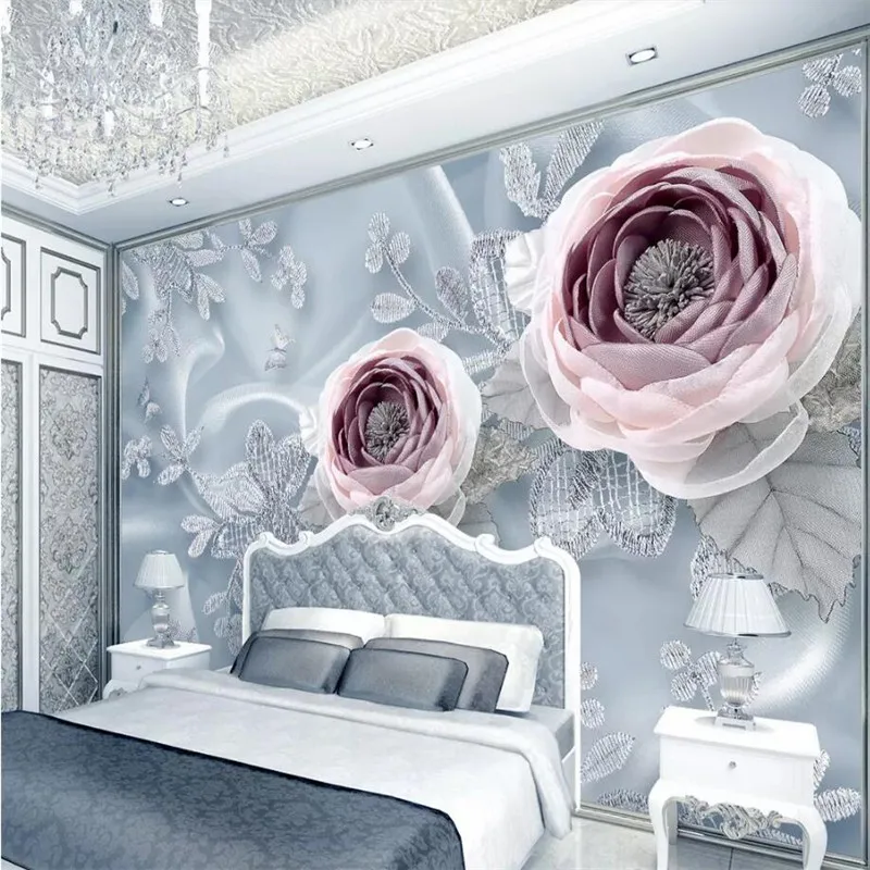 Кружева роскошные свадебные комнаты 3D стерео ТВ фон стены на заказ большие обои