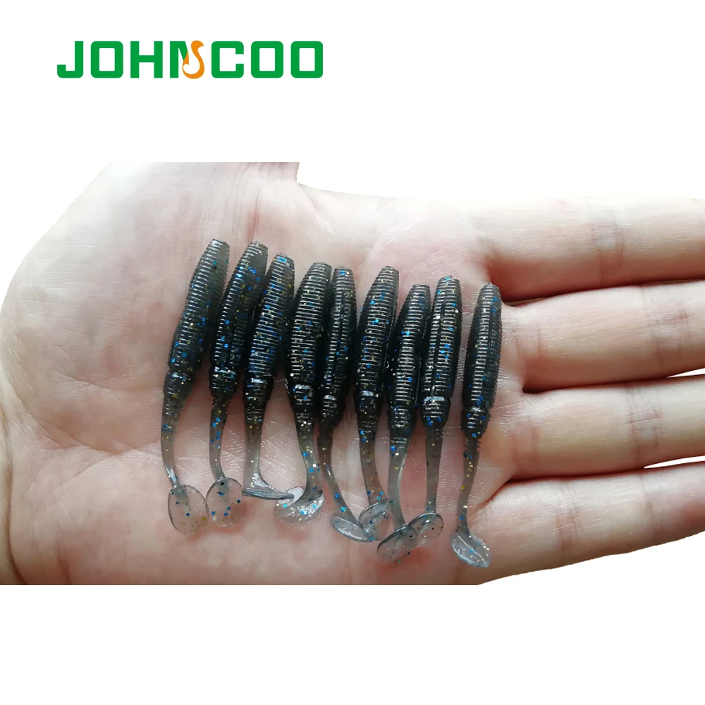 JOHNCOO 12pcs Trout Fishing Lure Soft Bait Shad Worm 50mm 1g Silicone Lures Perch bait Artificial Soft Lures Artificial Wobbles