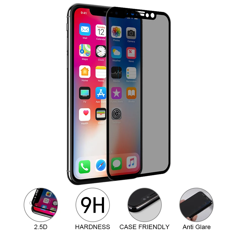NILLKIN 9H 3D anti glare Screen Protector For iPhone X Xr 8 Plus 7 Safety Protective Tempered Glass for XS | Мобильные телефоны и