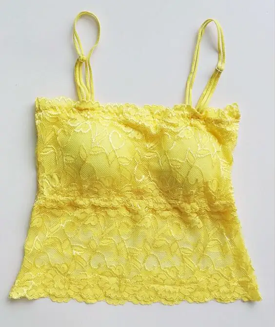 Style A Yellow Маленький размер XS с рисунком для молодых девушек, подростков, без рукавов, с цветочным рисунком, трикотажное, полностью кружевное, сексуальное, летнее, камзол, майка, жилет H270 - Цвет: Style A Yellow