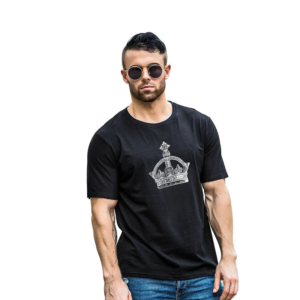 Мода Корона печати Для мужчин лето круглый Средства ухода за кожей шеи короткий