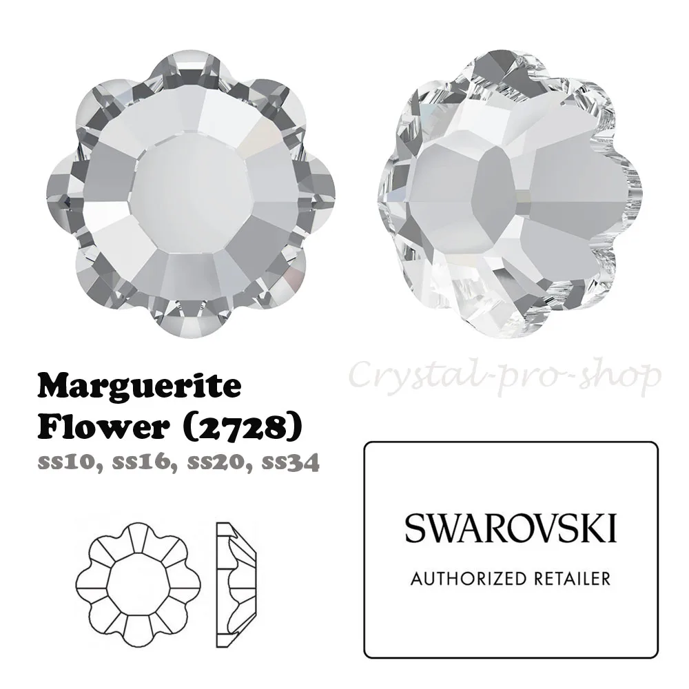 Элементы Swarovski цветок Маргерита (2728) исправленное железо на (ss10 ss16 ss20) хрустальные