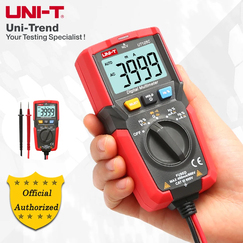 

UNI-T UT125C Pocket Digital Multimeter, Resistor/Capacitor/Frequency/Duty Cycle/On/Off/Diode Test, NCV Test