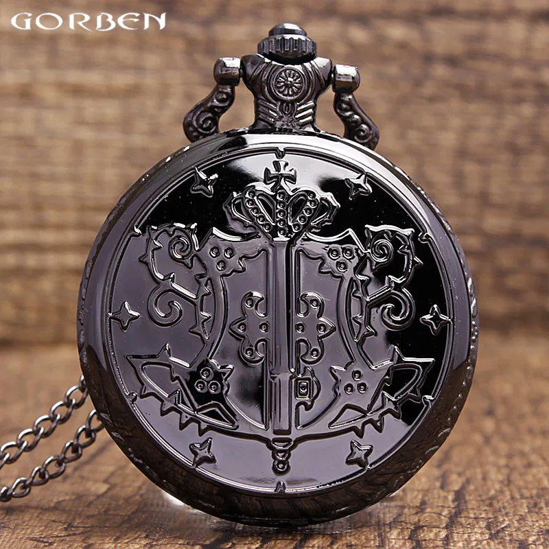 Карманные часы Kuroshitsuji Black Butler с японским аниме чехол на шею брелок кварцевые
