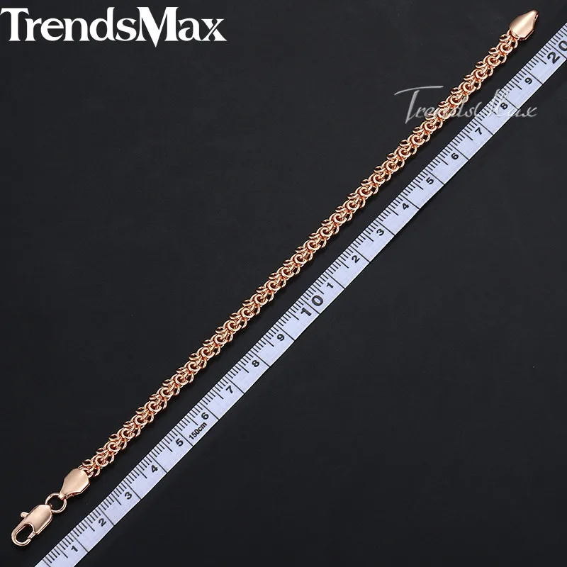 Trendsmax, женский браслет, 585, розовое золото, заполненный, Swirl Link, браслет для женщин, мужчин, подарок, ювелирное изделие, 5 мм, 18 см, 20 см, GBM74
