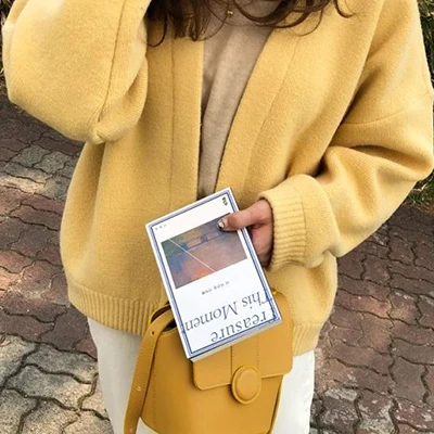 yellow Женский осенне-весенний свитер, пальто, желтый вязаный кардиган, повседневный свободный большой размер плюс, элегантный базовый Повседневный Кардиган - Цвет: yellow