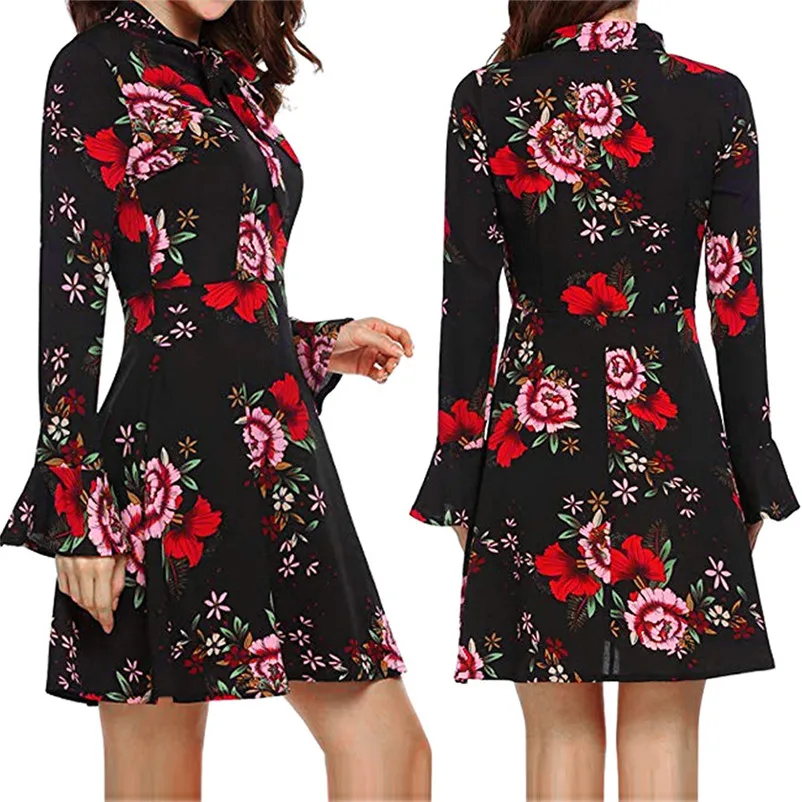 Модное осенне летнее платье 2019 повседневное элегантное колокол с длинным