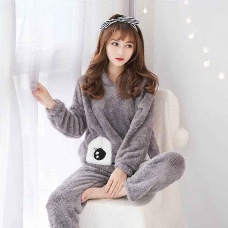 FL027C Милая Пижама с рисунком из мультфильма Фланелевая пижама Mujer Pigiama Donna Женский